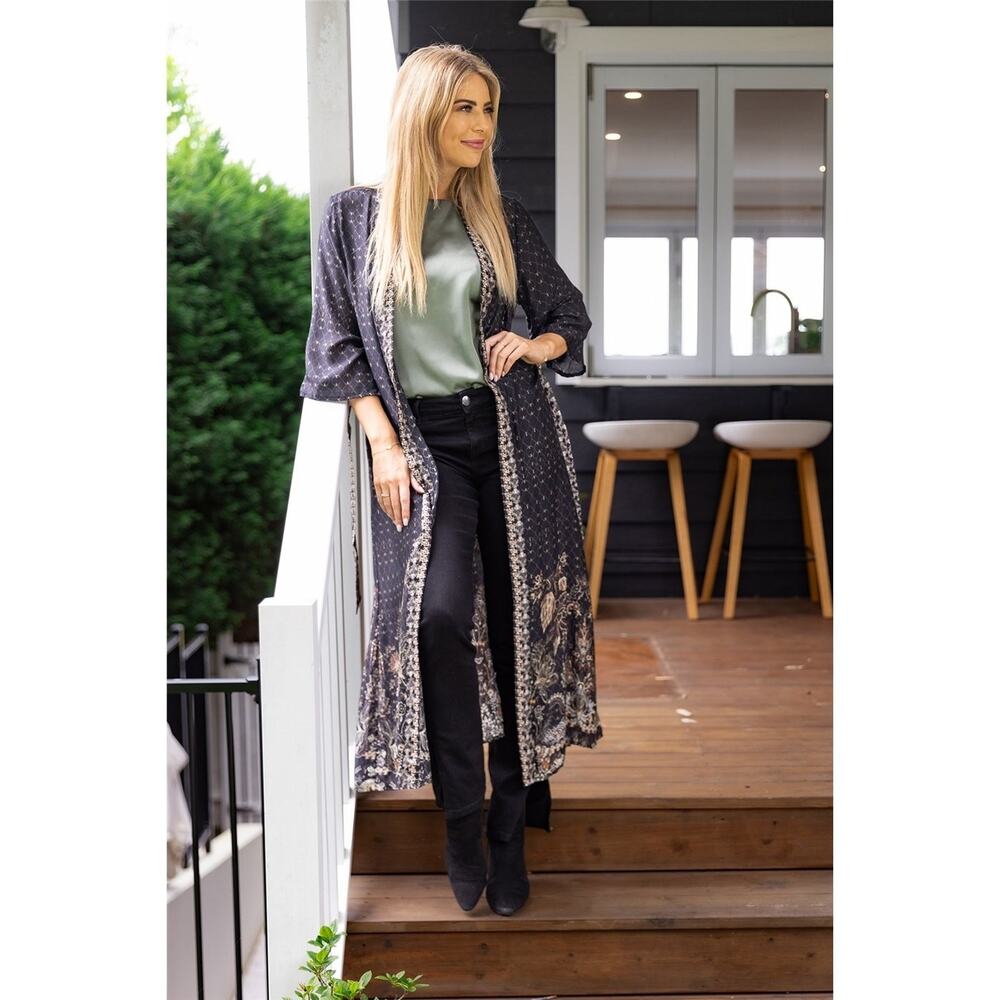 Cienna Belted Duster Kalista Maxi Dress Small